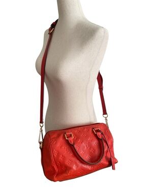 Louis Vuitton Orange Leather Empreinte Speedy Bandouliere 25